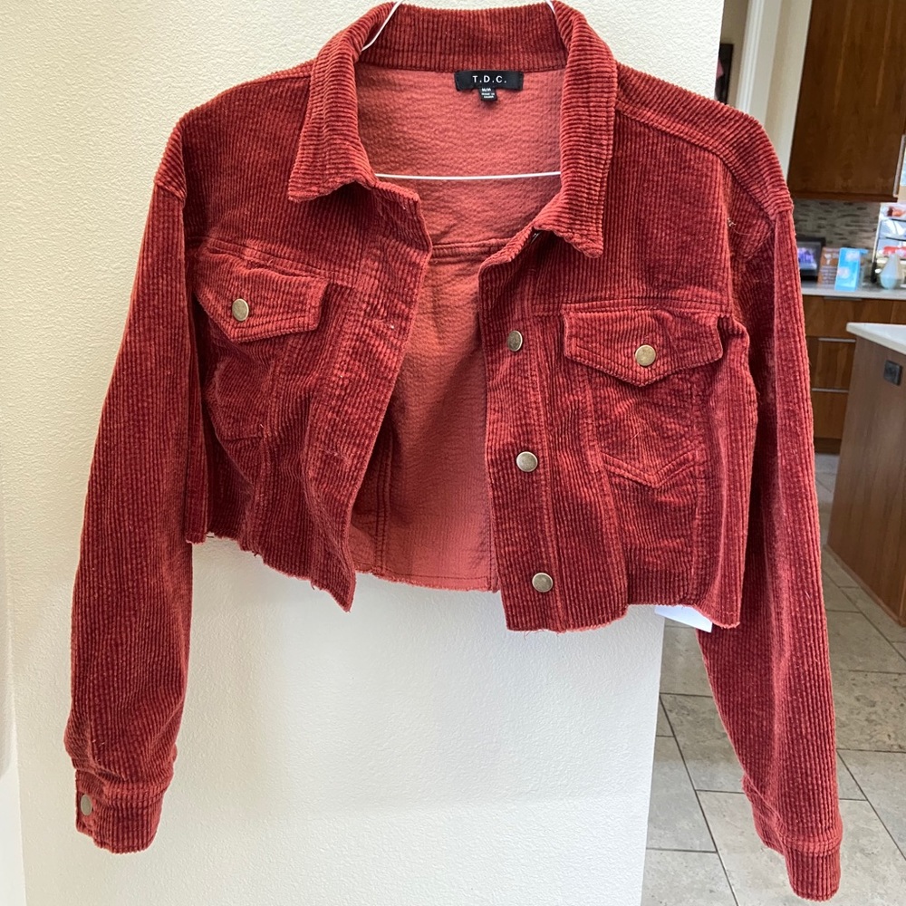 DARK ORANGE/RED CROPPED JACKET